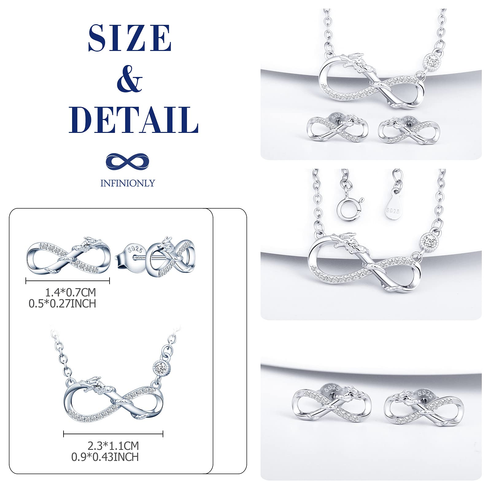 Infinionly Fashion collana orecchini argento 925 Silver