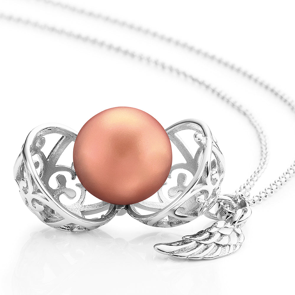 Engelsrufer Collana Argento 925 Sfera Rosé XS con Ala