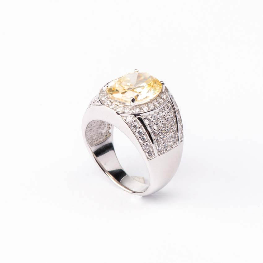 Chic Ad Hoc Anello Fascia Pietra Gialla Ovale