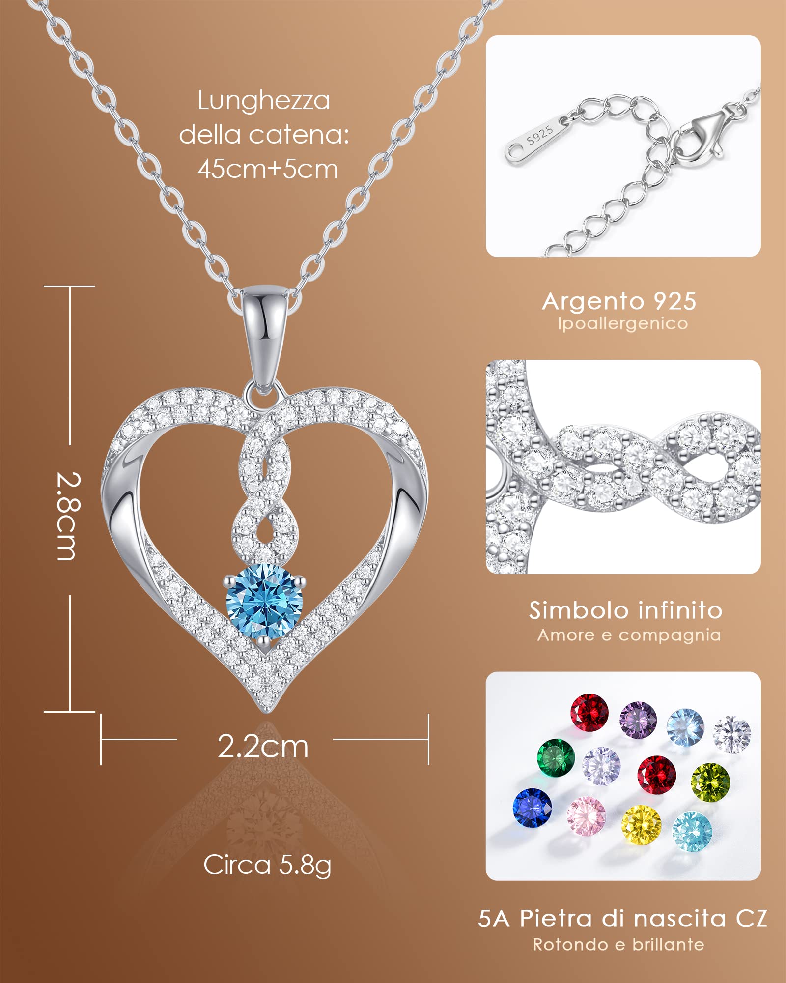 Louisa Secret Cuore Infinito Collana Donna Oro Placcato
