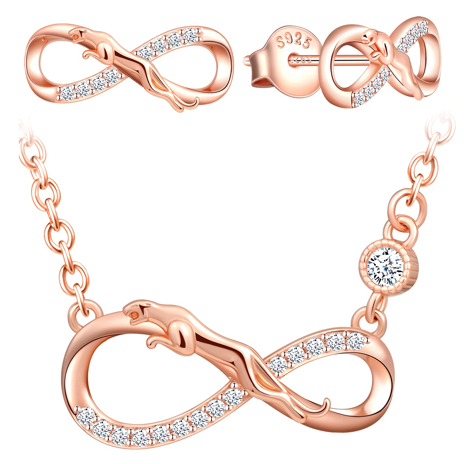 INFINIONLY Fashion Necklaces parure collana orecchini leopardo silver