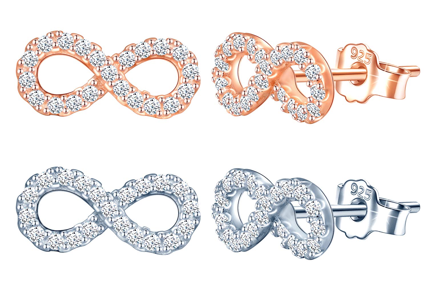 INFINIONLY Infinito orecchini argento oro rosa zirconi