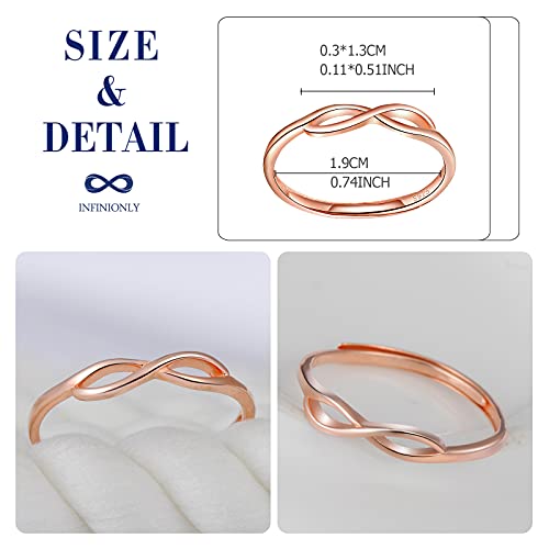INFINIONLY Fashion Rings anello argento infinito oro rosa regolabile