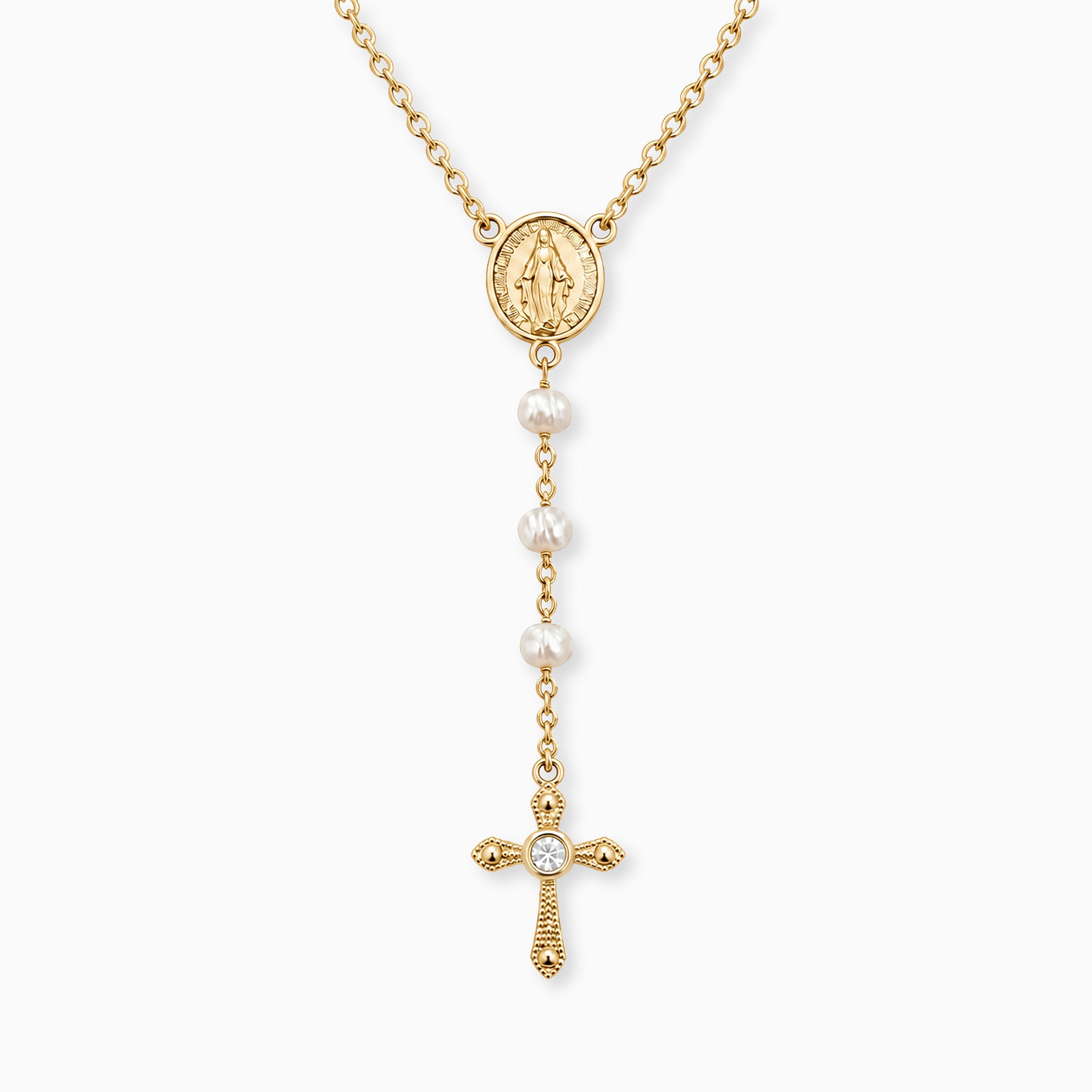 Engelsrufer collana Rosary perle acqua dolce oro 18K
