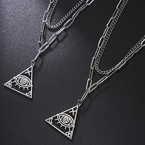 EUEAVAN Necklaces Collana occhio Horus acciaio triangolo