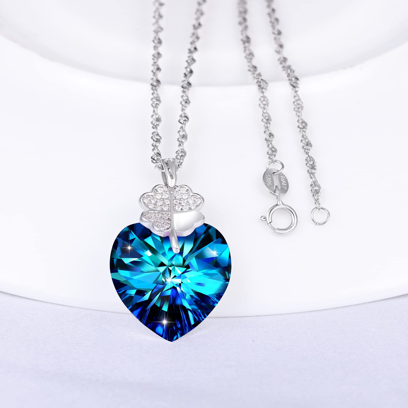INFINIONLY Fashion Necklaces collana cuore blu oceano 45 cm