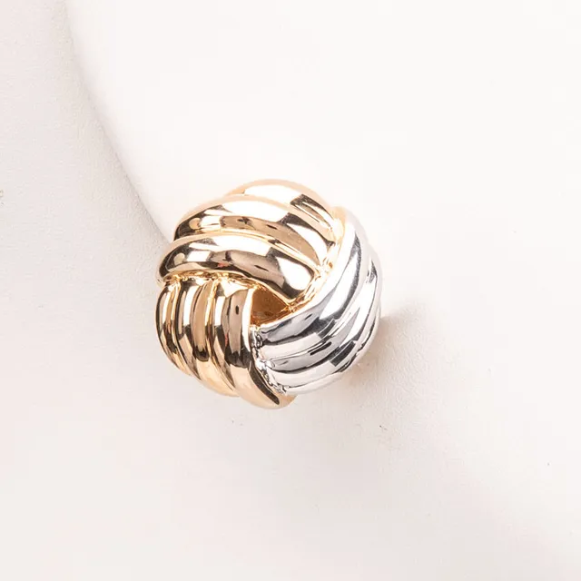 Chic Ad Hoc Orecchini clip gomitolo oro argento bicolore