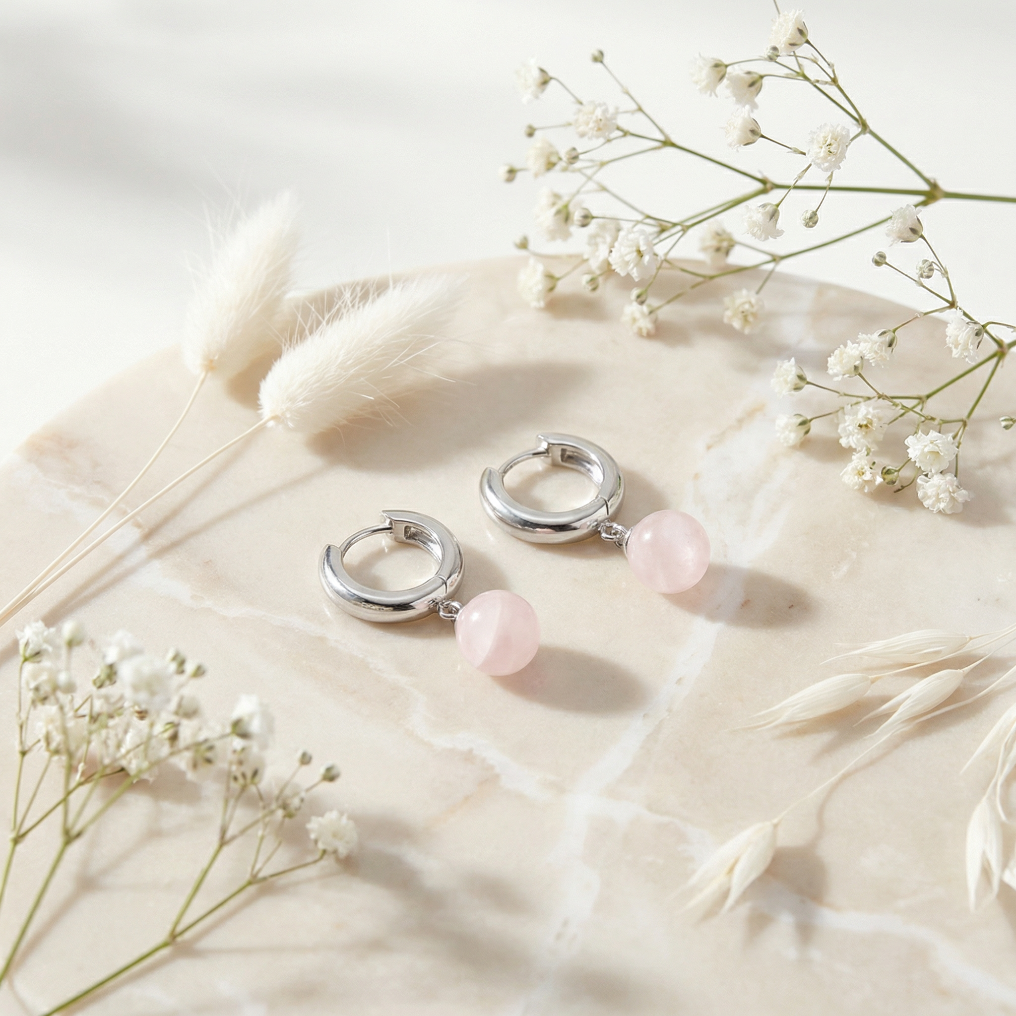 Engelsrufer Creole Argento 925 Orecchini Quarzo Rosa