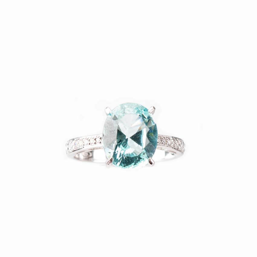 Chic Ad Hoc Anello argento acquamarina gambo zirconi