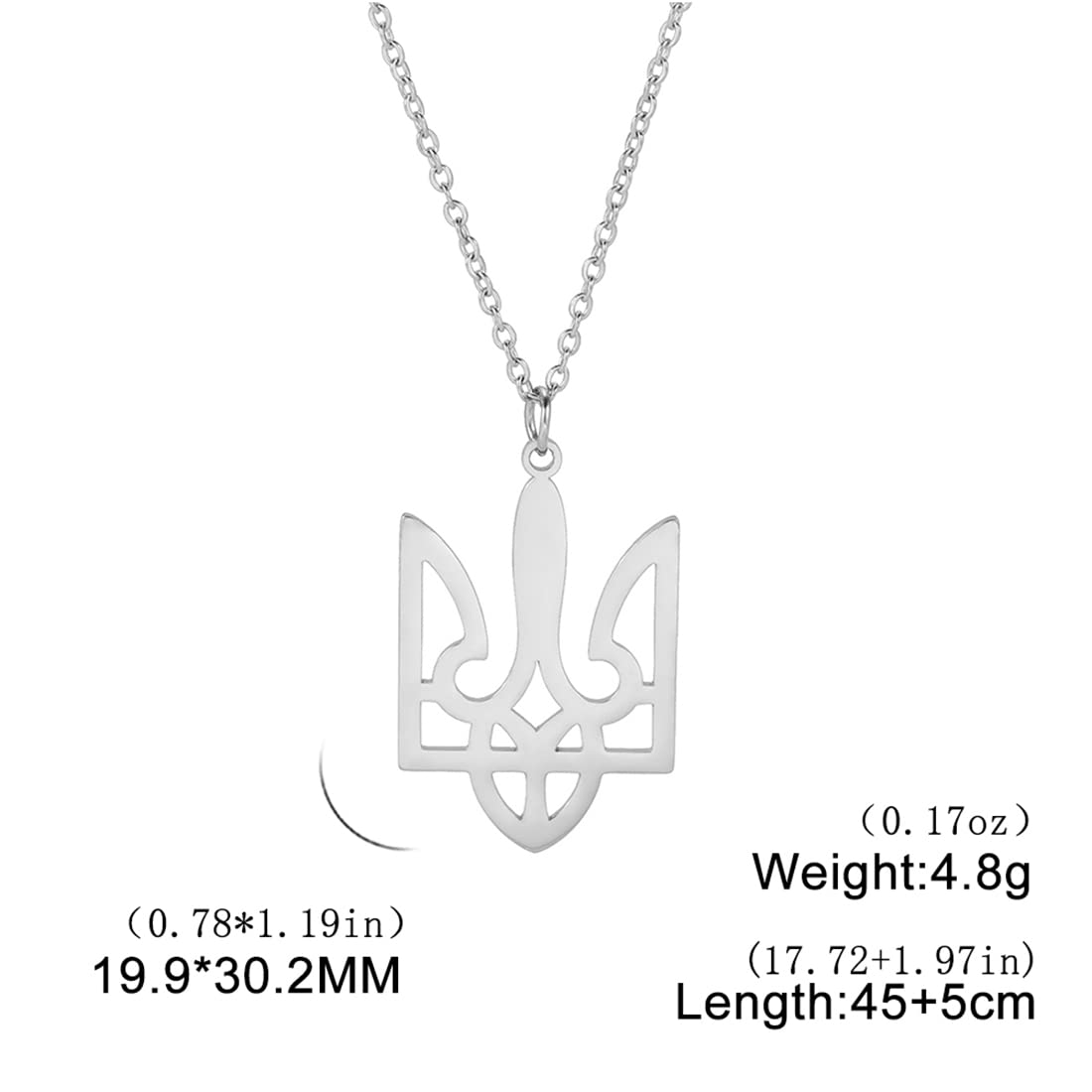 EUEAVAN Necklaces Collana tridente Ucraina argento acciaio