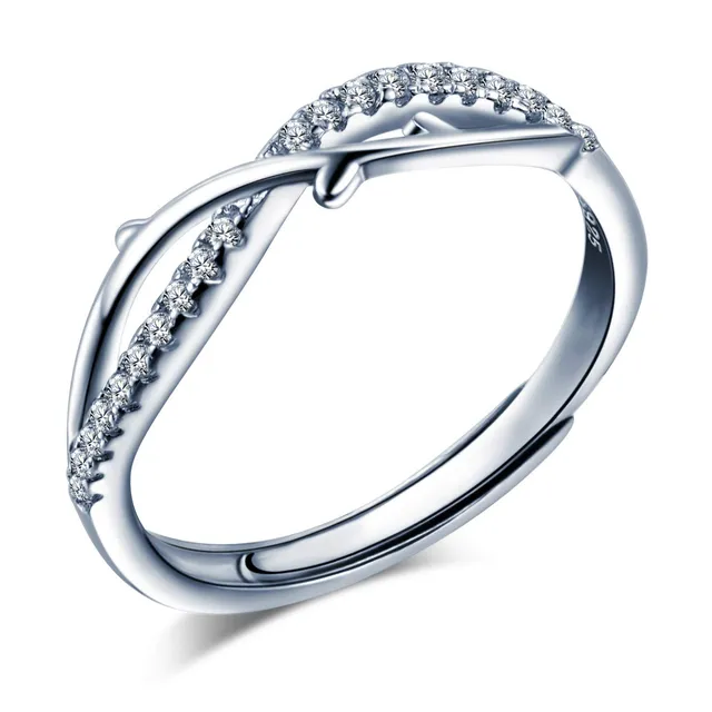 INFINIONLY Anello Donna Argento 925 Infinito Zircone Regolabile