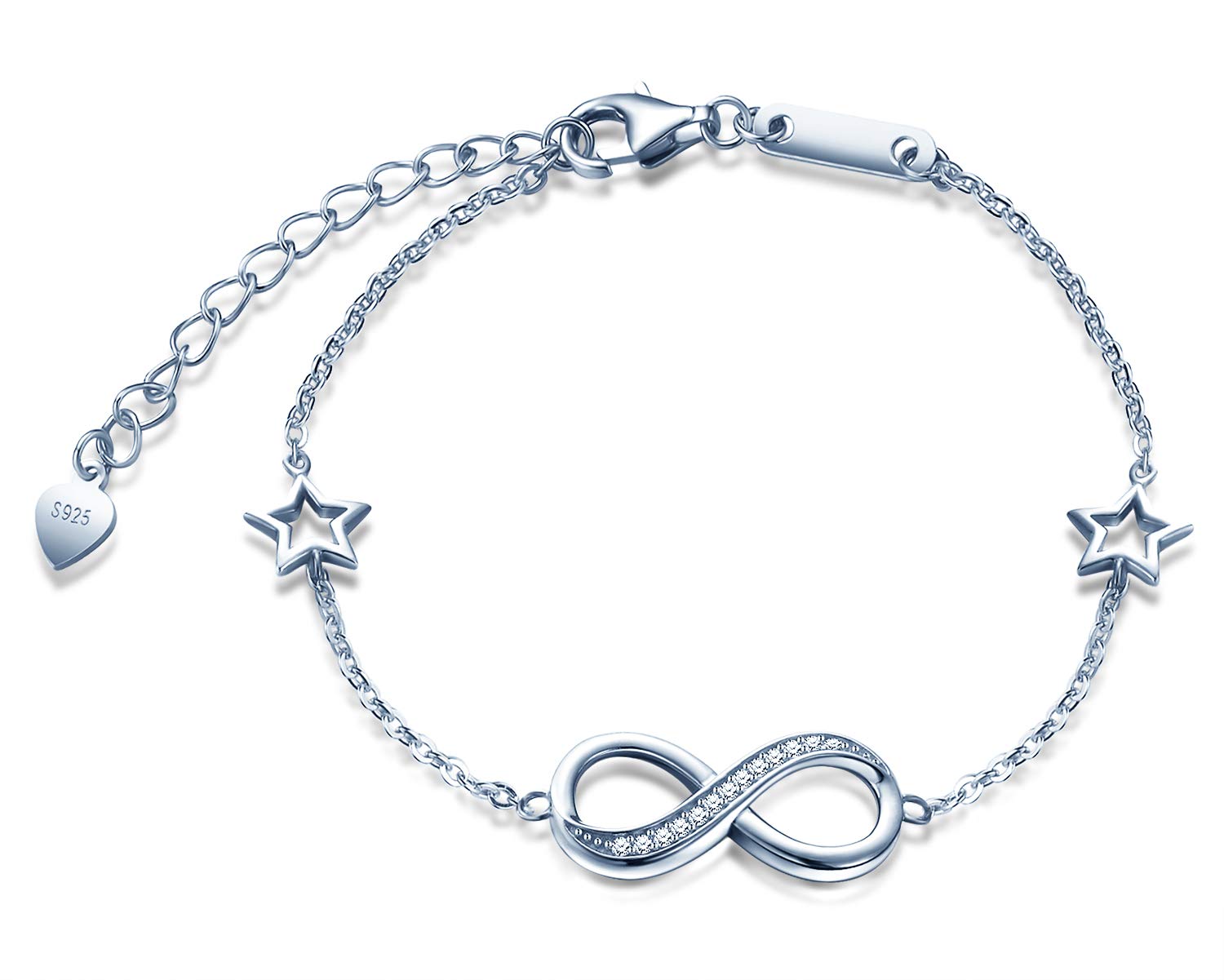 INFINIONLY Bracciale Infinito Argento 925 Rose Gold Zirconi