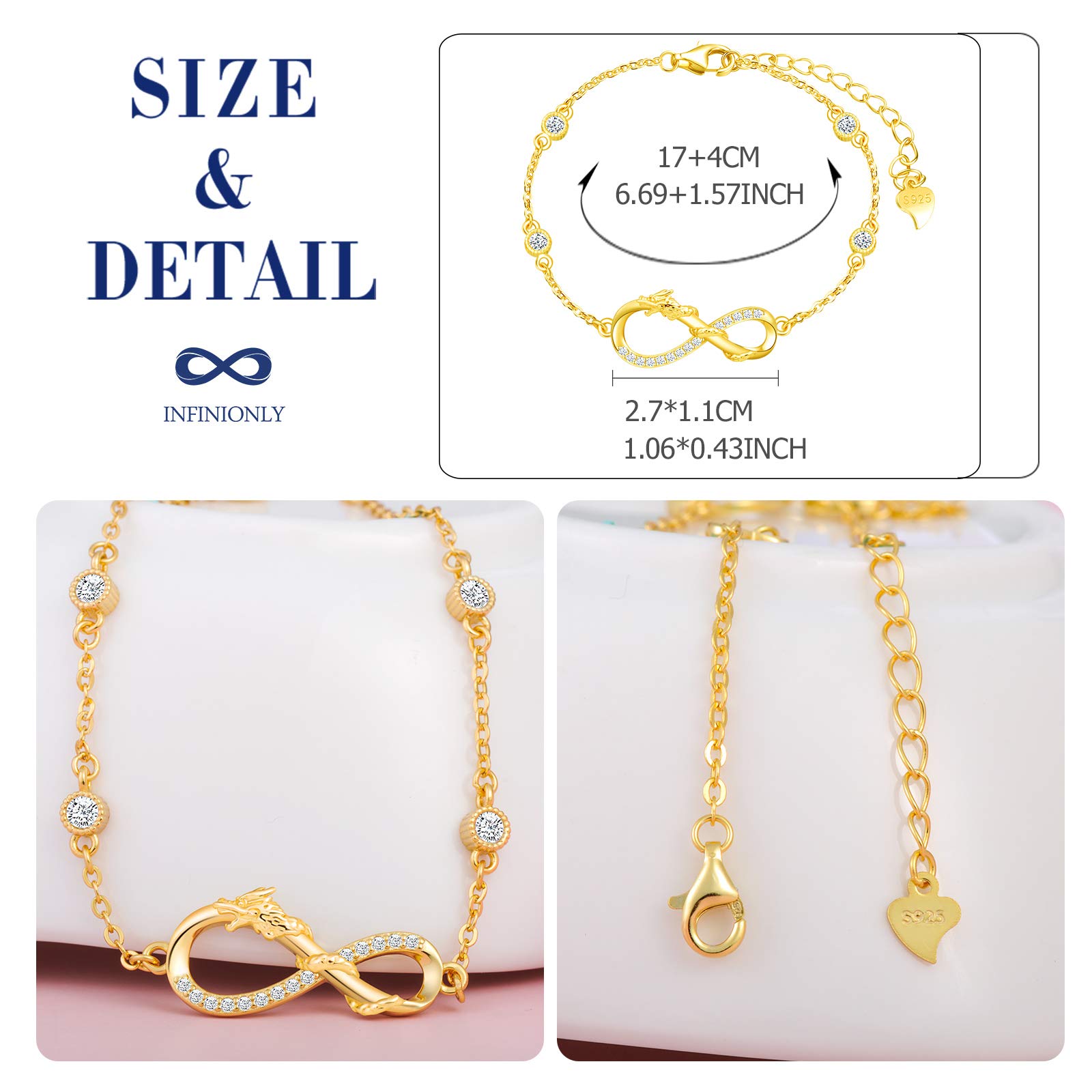 INFINIONLY Fashion Bracelets bracciale argento B-diamante zirconi