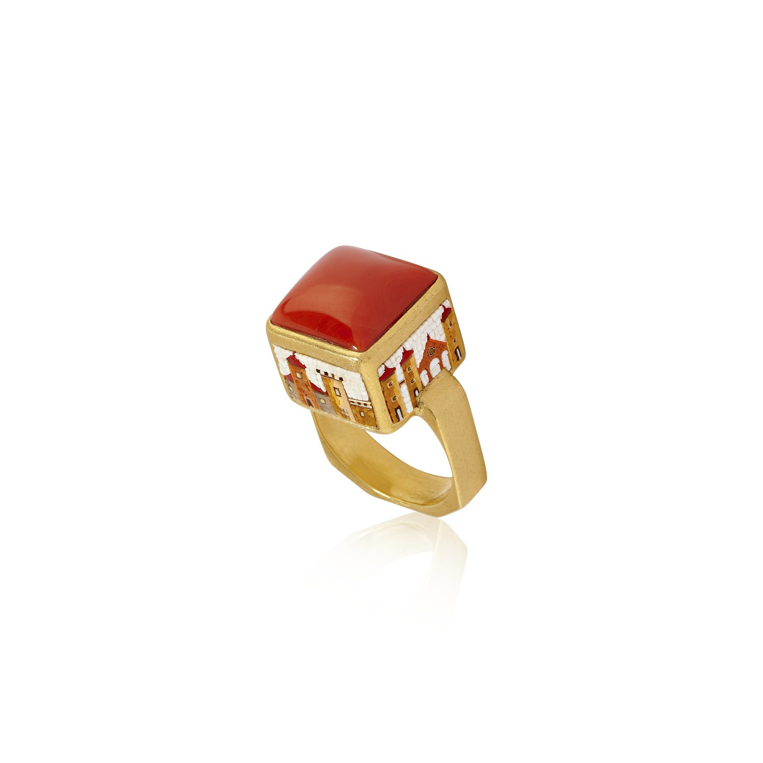 Le Sibille Anelli Cubo anello oro corallo rosso