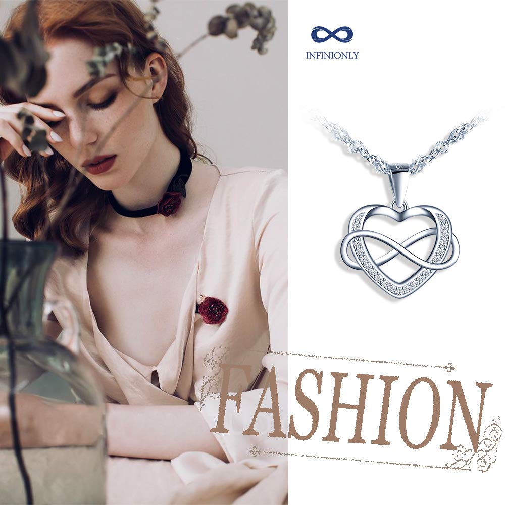 INFINIONLY Fashion Necklaces collana mini cuore infinito argento zirconi