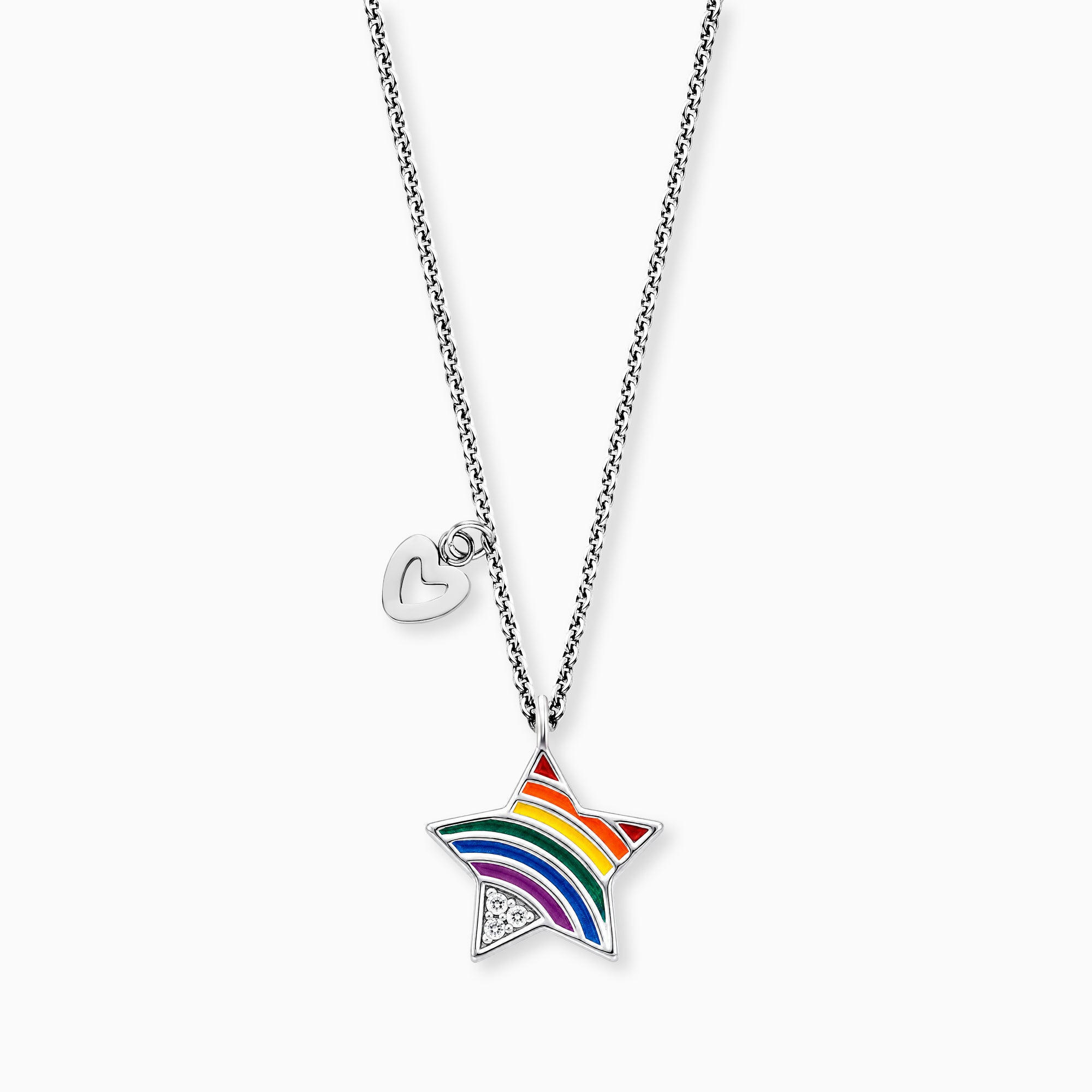 Engelsrufer Kinder Collana Acciaio Cuore Zirconia Multicolor