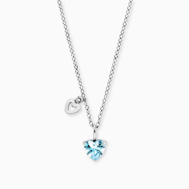 Engelsrufer Collana Bambina Acciaio Cuore Blu Zirconi