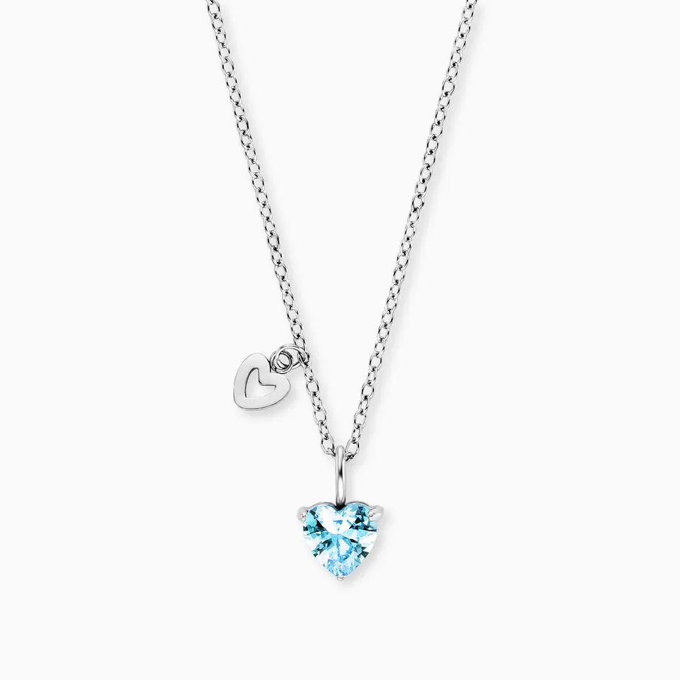 Engelsrufer Collana Bambina Acciaio Cuore Blu Zirconi