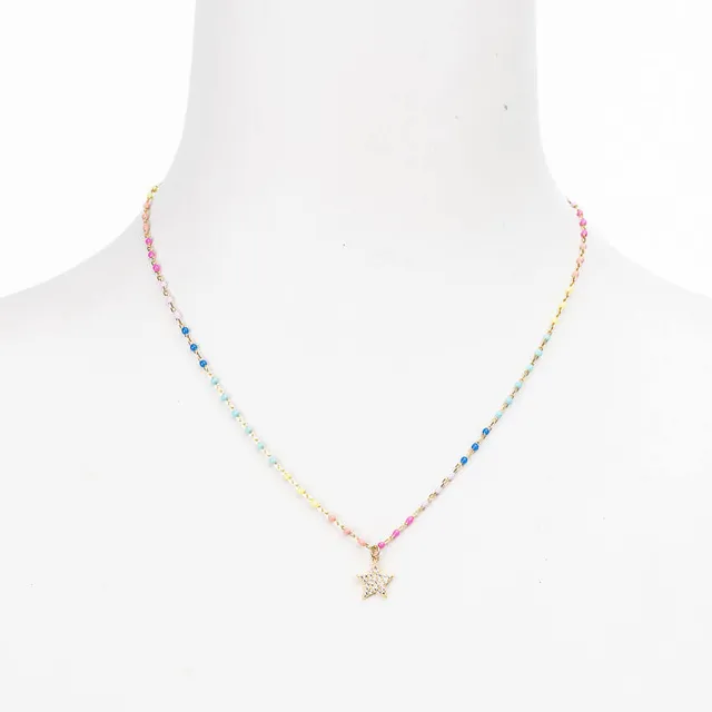 Chic Ad Hoc Girocollo argento perline multicolor pendente