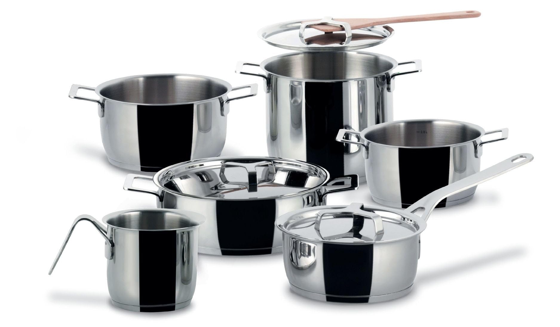 Alessi AJM100S9 set pentole acciaio 9 pezzi lucido