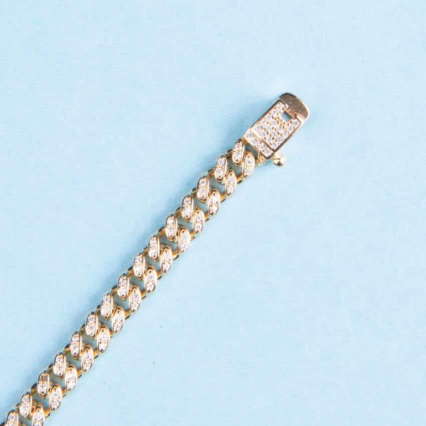 Chic Ad Hoc Bracciale Groumette oro con zirconi pavé