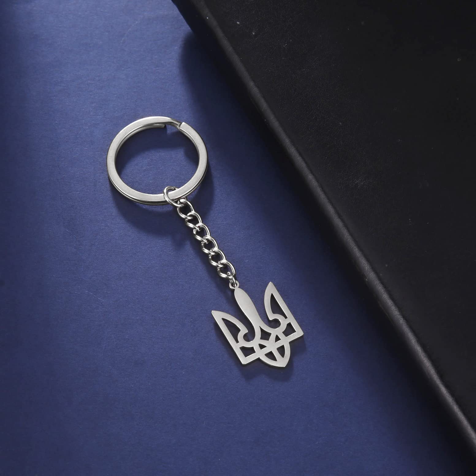 EUEAVAN Keyrings Portachiavi Tridente Ucraina Argento