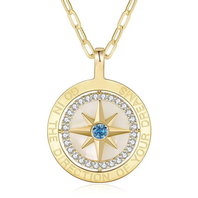 LOUISA SECRET Necklaces collana bussola oro zircone argento