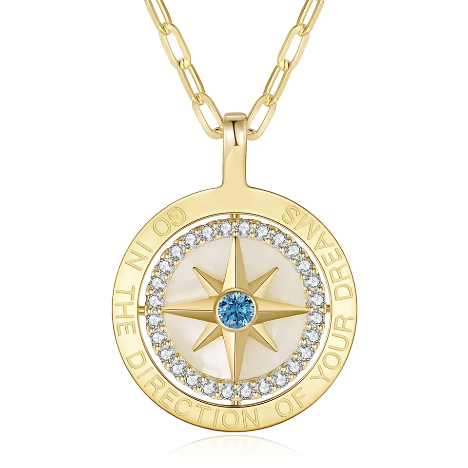 LOUISA SECRET Necklaces collana bussola oro zircone argento