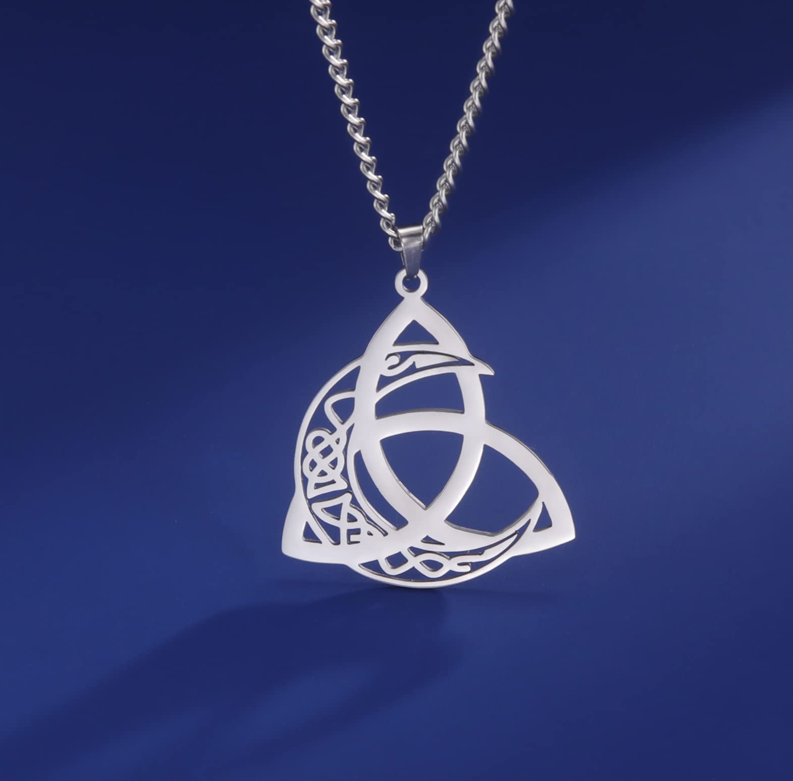 EUEAVAN Necklaces collana luna celtica mezzaluna Trinity vintage
