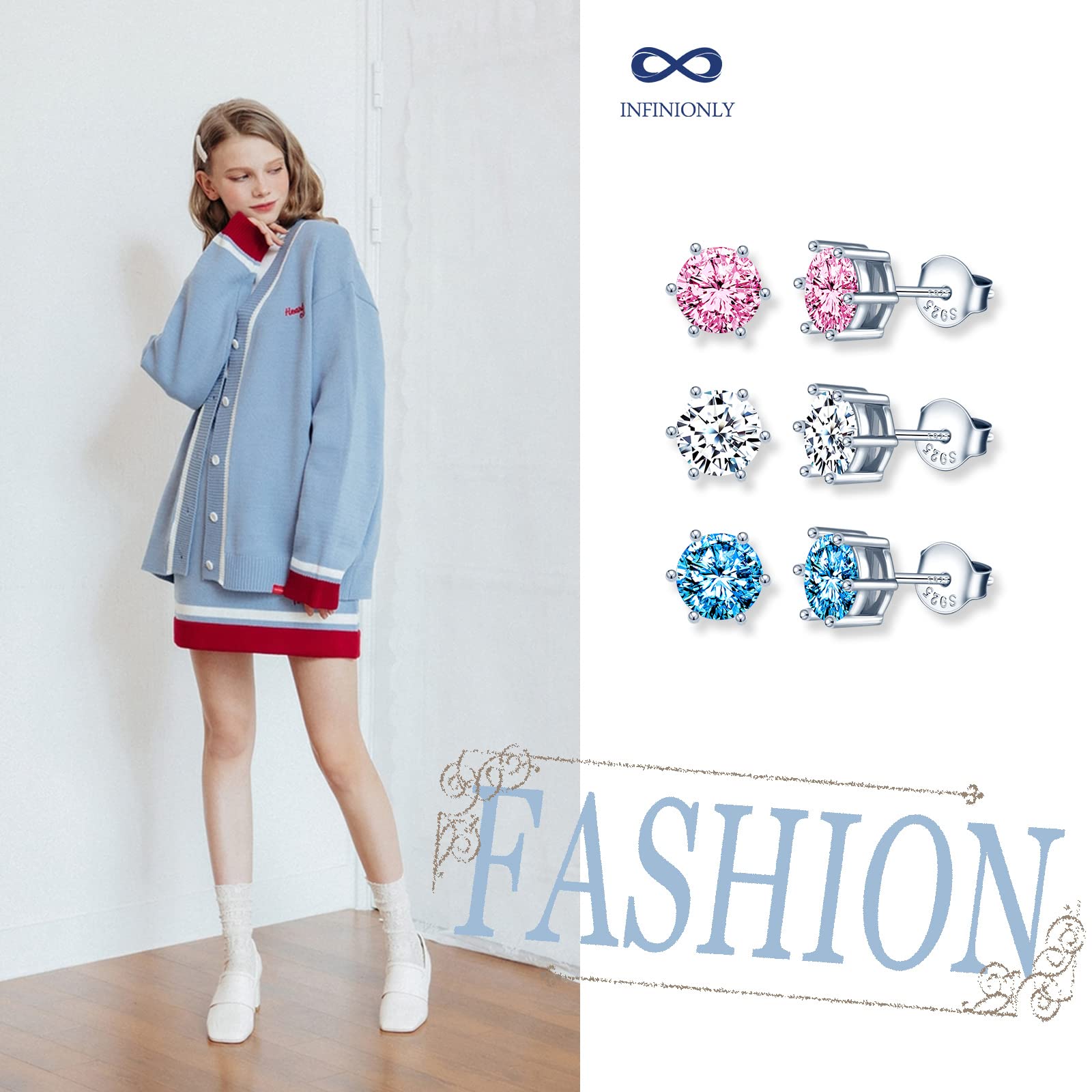Infinionly Fashion Earrings orecchini argento 925 multicolore