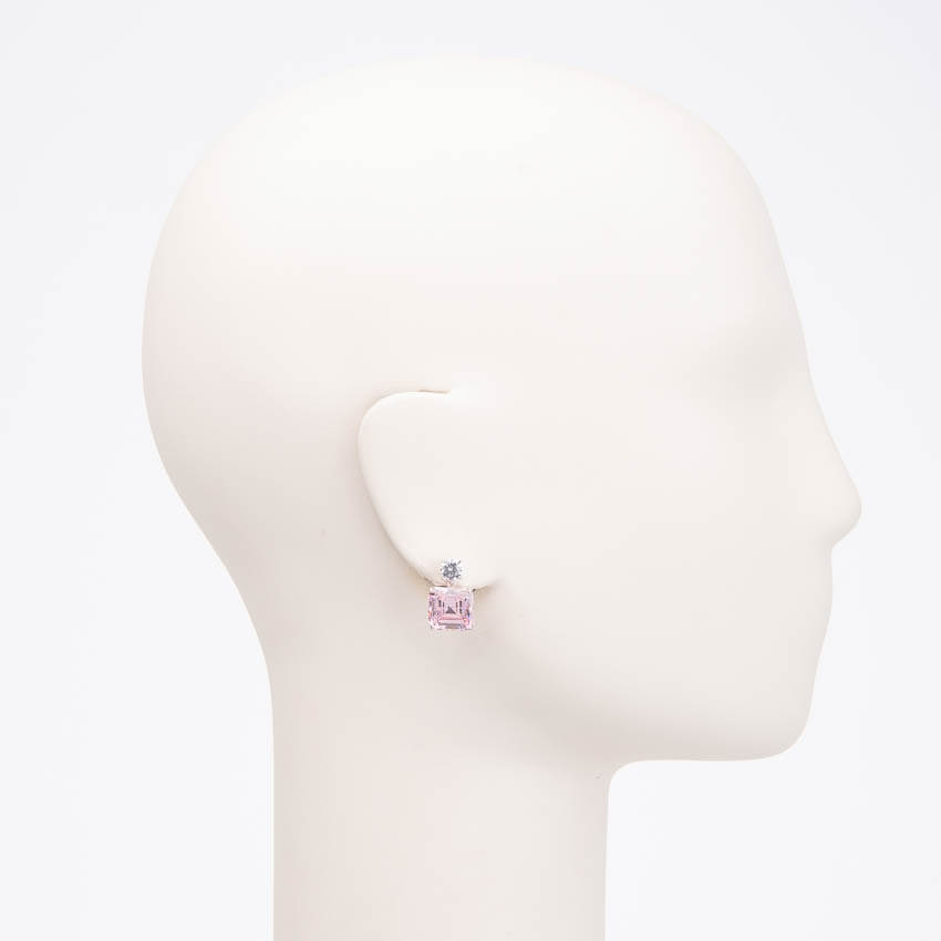 Chic Ad Hoc Orecchini Perno Punto Luce Zircone Rosa Carrè