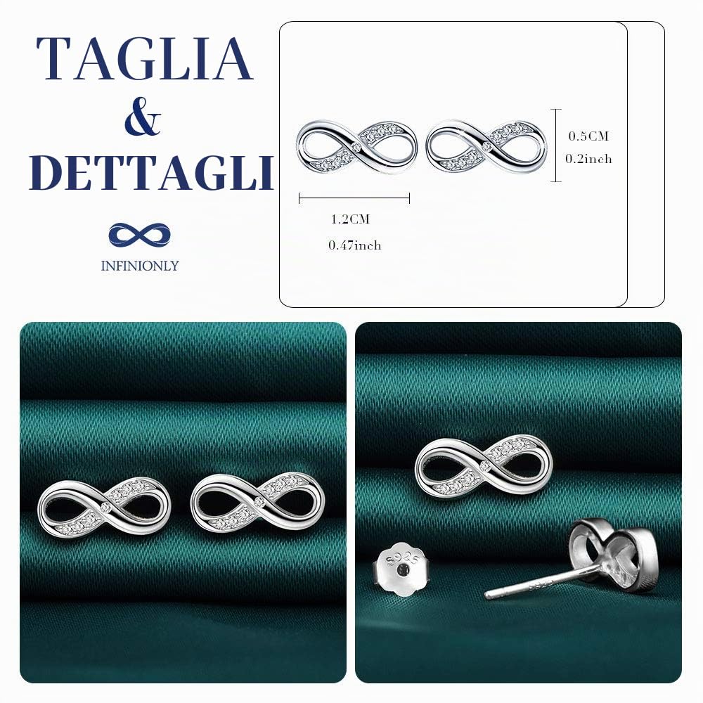 Infinionly Infinity orecchini argento 925 zirconi silver