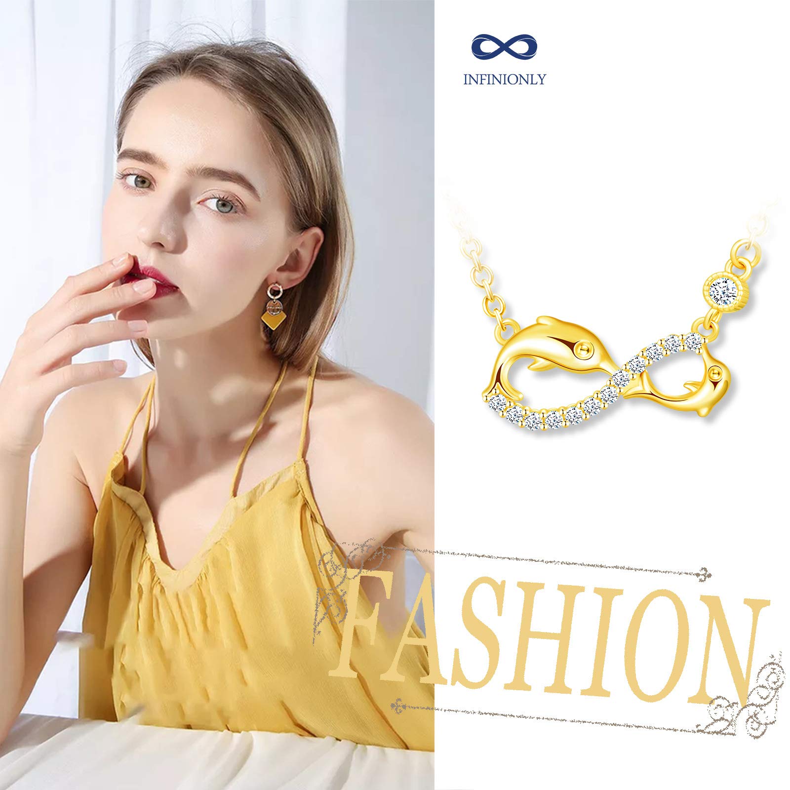 Infinionly Collana Oro Infinito Argento 925 Zirconia