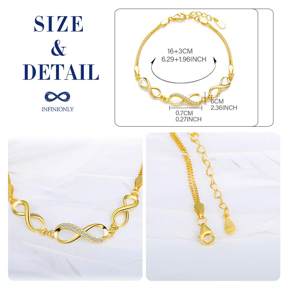 INFINIONLY Infinito bracciale argento zirconi oro