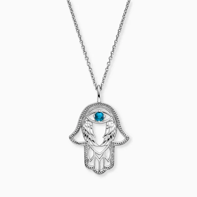 Engelsrufer Mano Fatima Collana Argento 925 Zirconi Blu