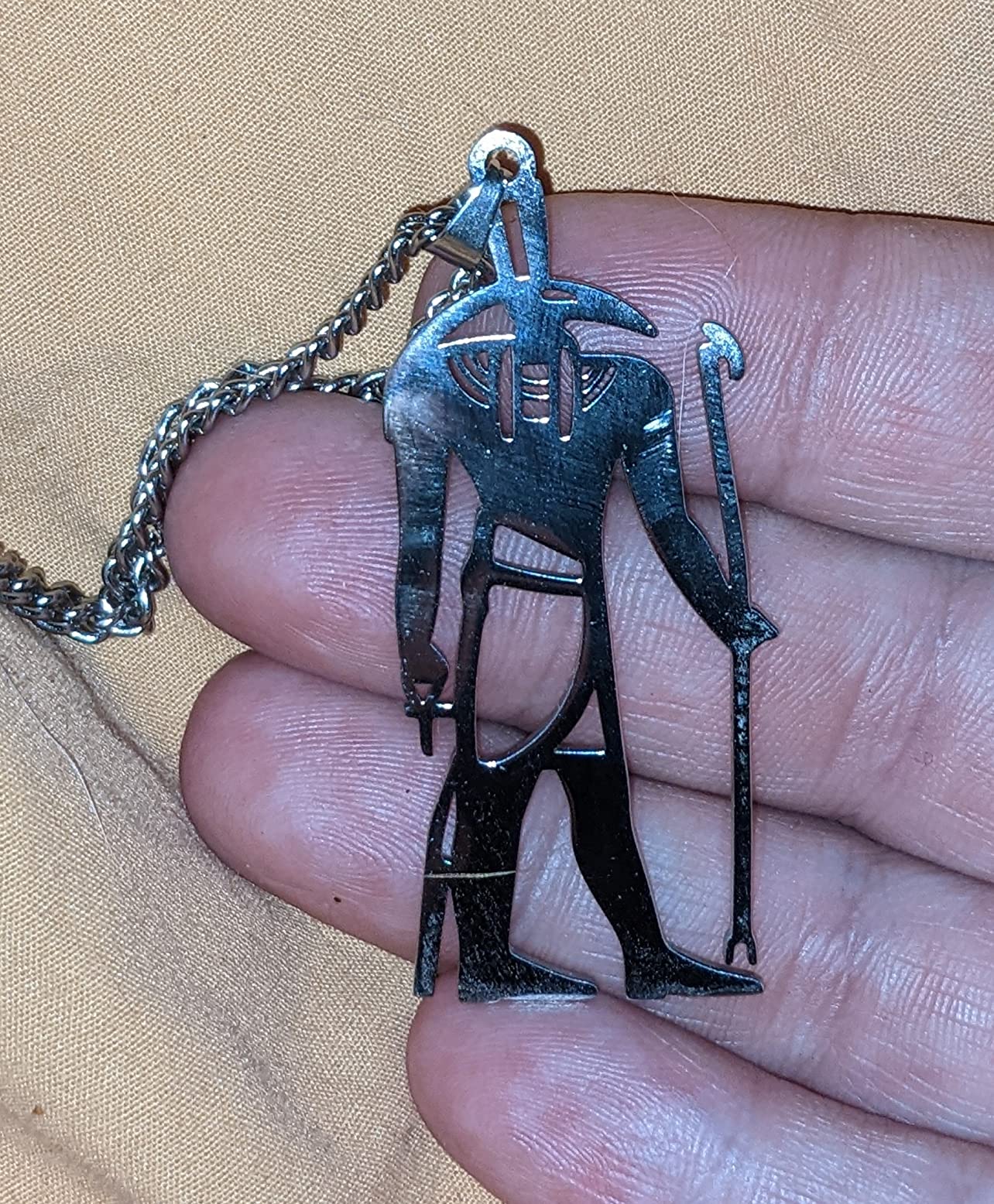 EUEAVAN Necklaces collana acciaio dio Seth argento