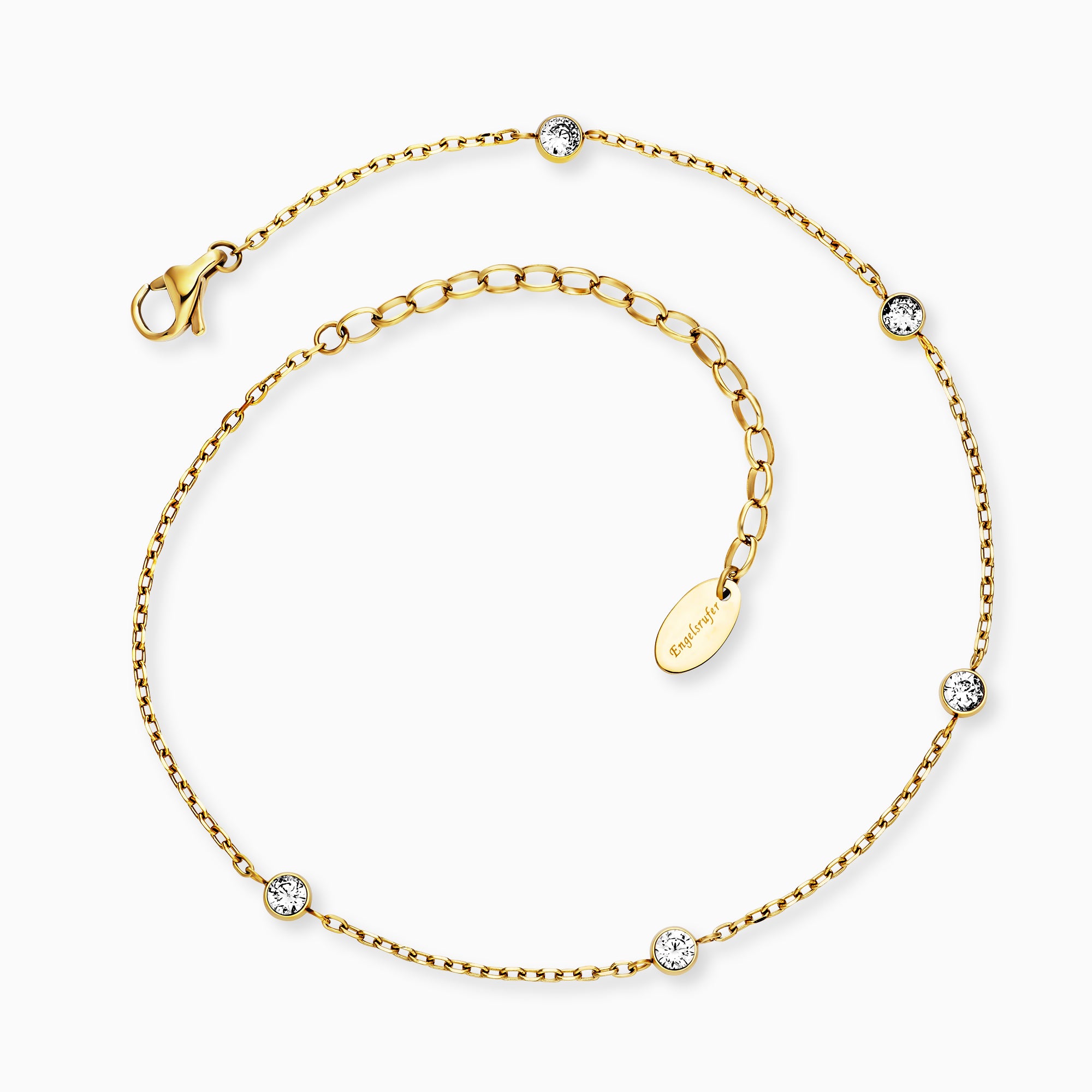 Engelsrufer Moonlight cavigliera acciaio oro con zirconi