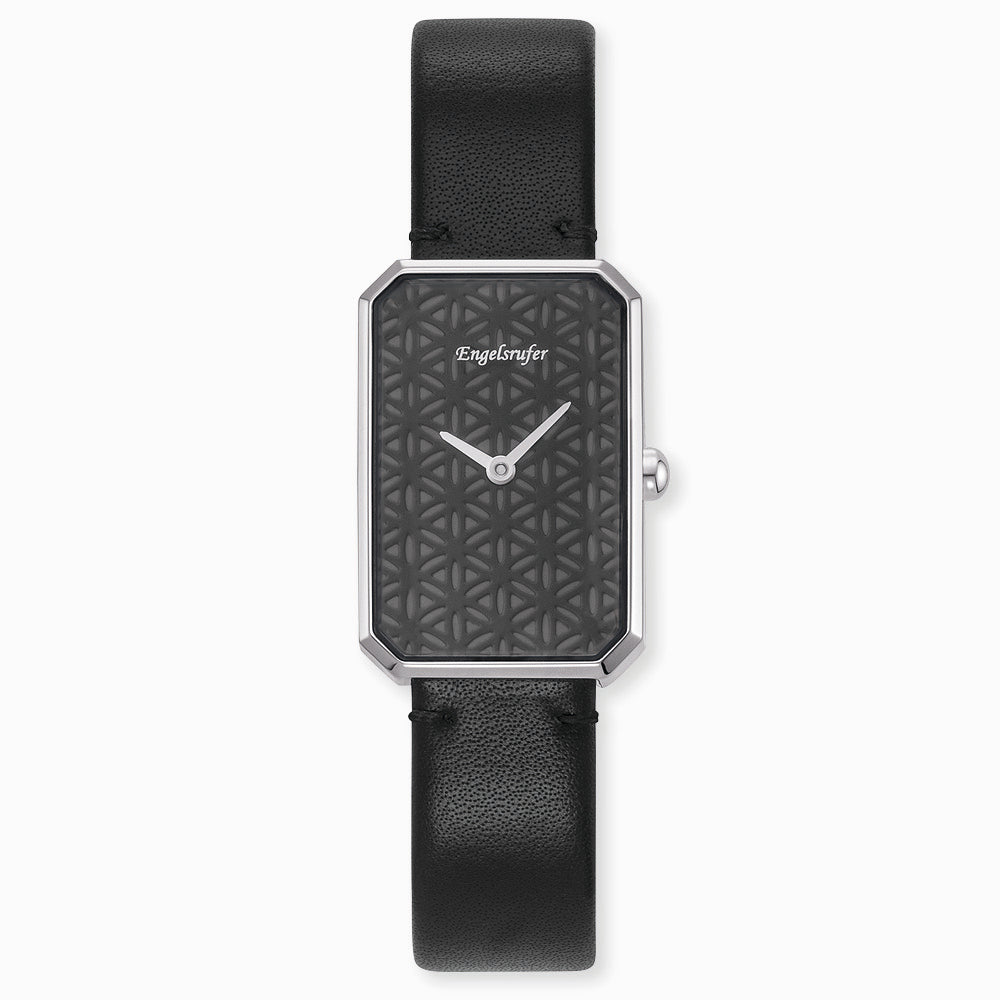 Engelsrufer orologio donna acciaio fiore vita pelle nero
