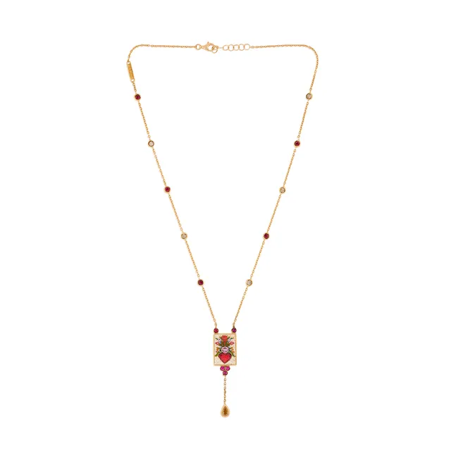 Le Sibille Flower Heart Collana oro 18ct rubini diamanti
