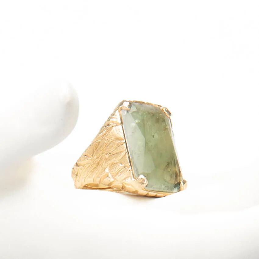 Chic Ad Hoc Anello Argento Quarzo Verde Giada