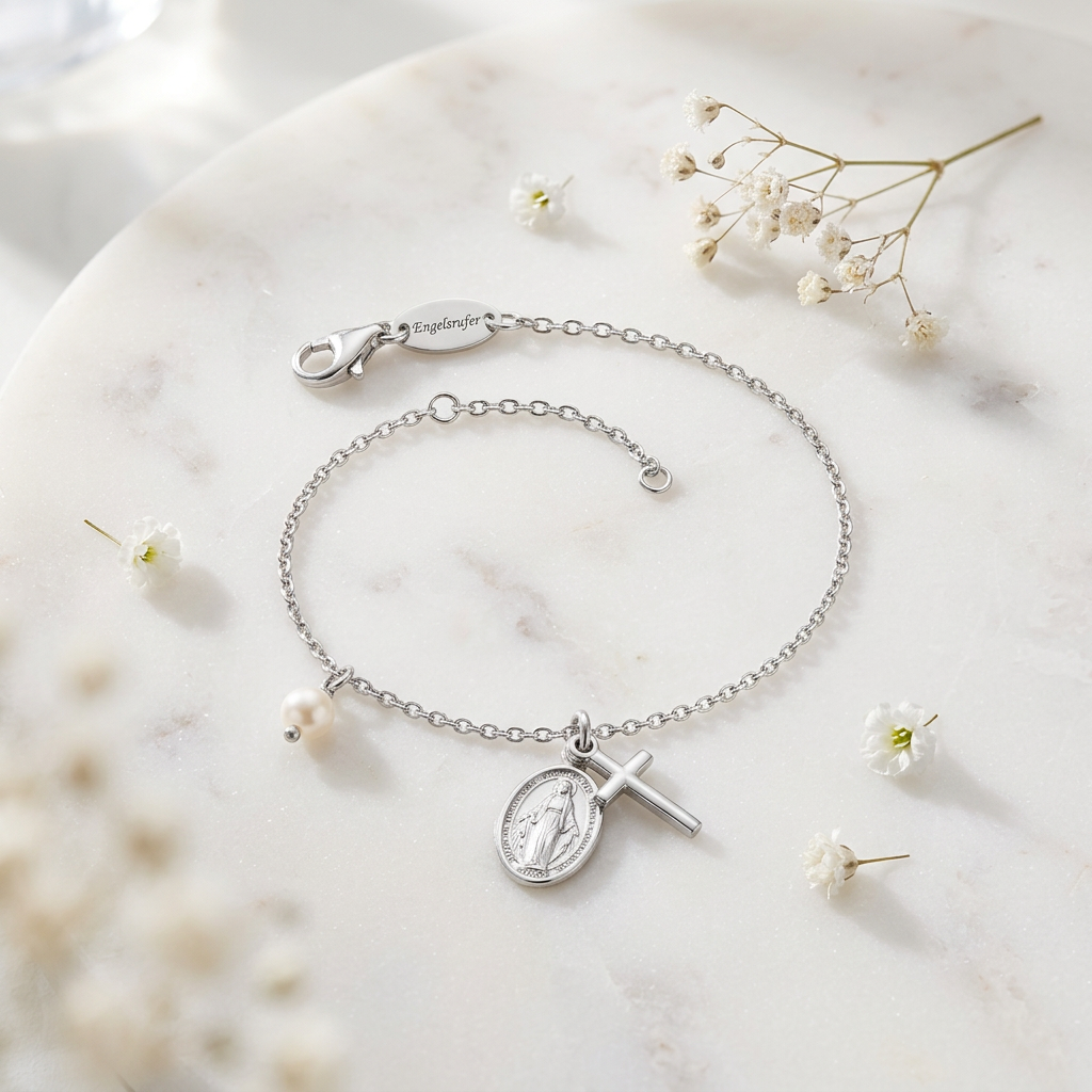 Engelsrufer Maria Bracciale Argento 925 Croce con Perla