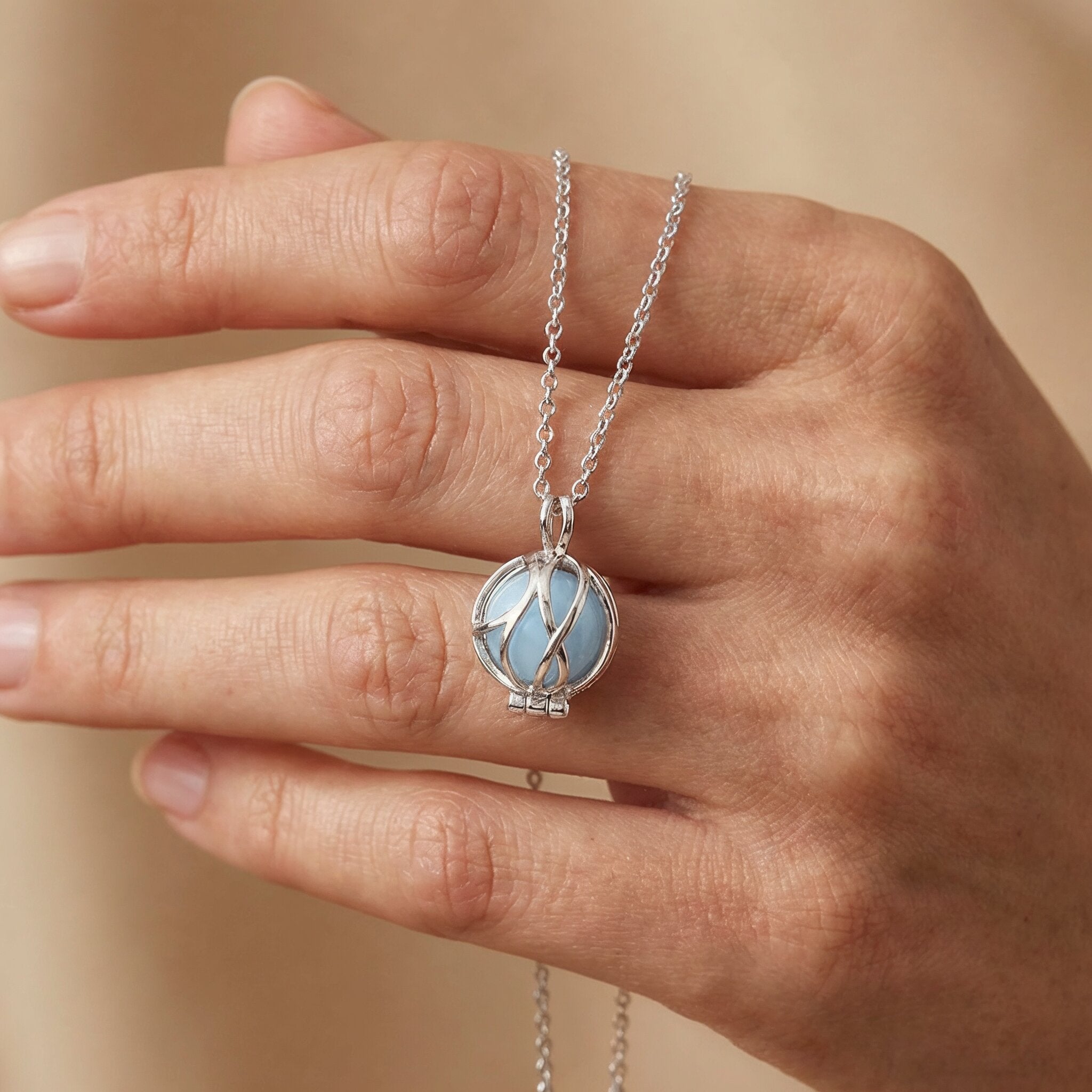 Engelsrufer Paradise collana argento 925 agata blu pietra energia
