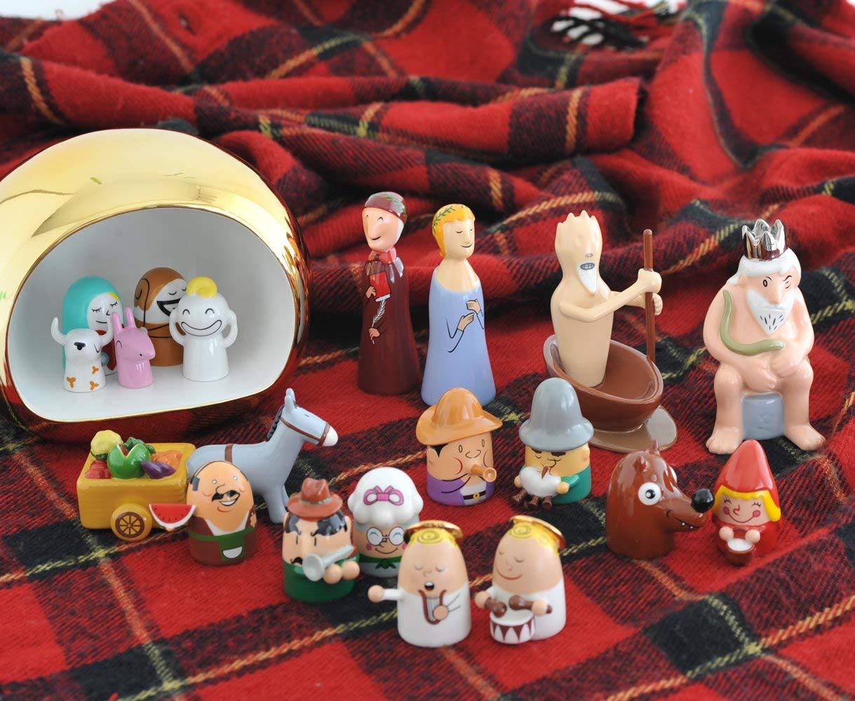Alessi AMGI10 GD presepe porcellana oro 5 pezzi