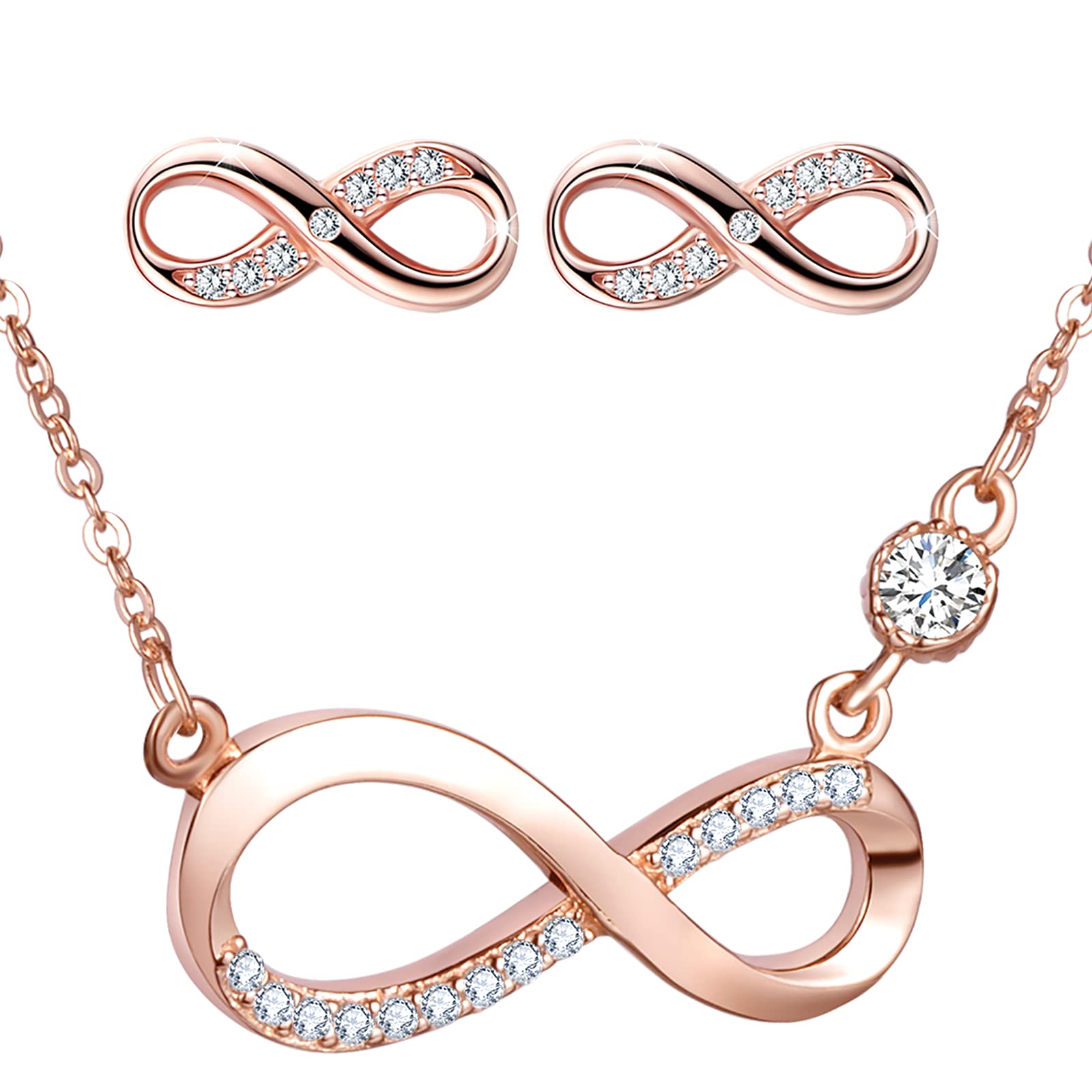 INFINIONLY Fashion Necklaces parure collana orecchini argento 925
