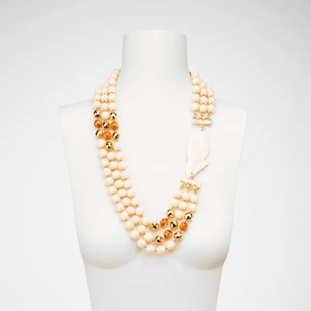 Chic Ad Hoc Collane lunga pesce oro avorio donna