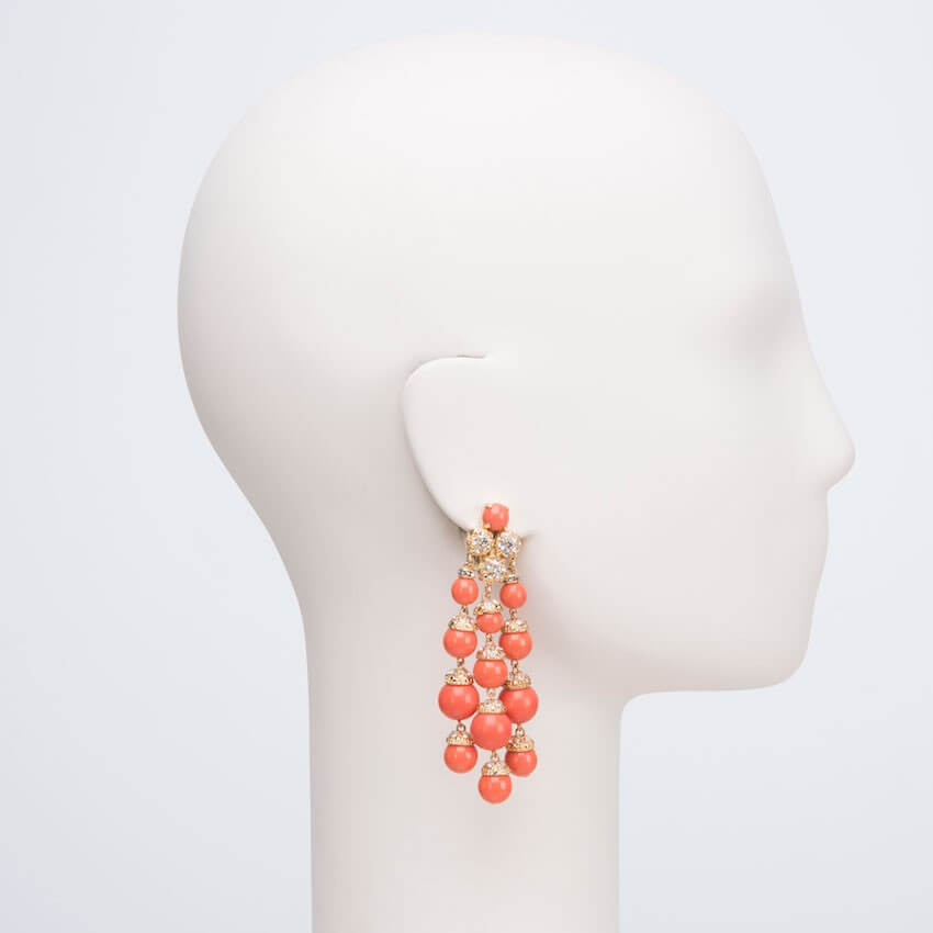 Chic Ad Hoc Orecchini Orecchino a Clip Corallo Oro