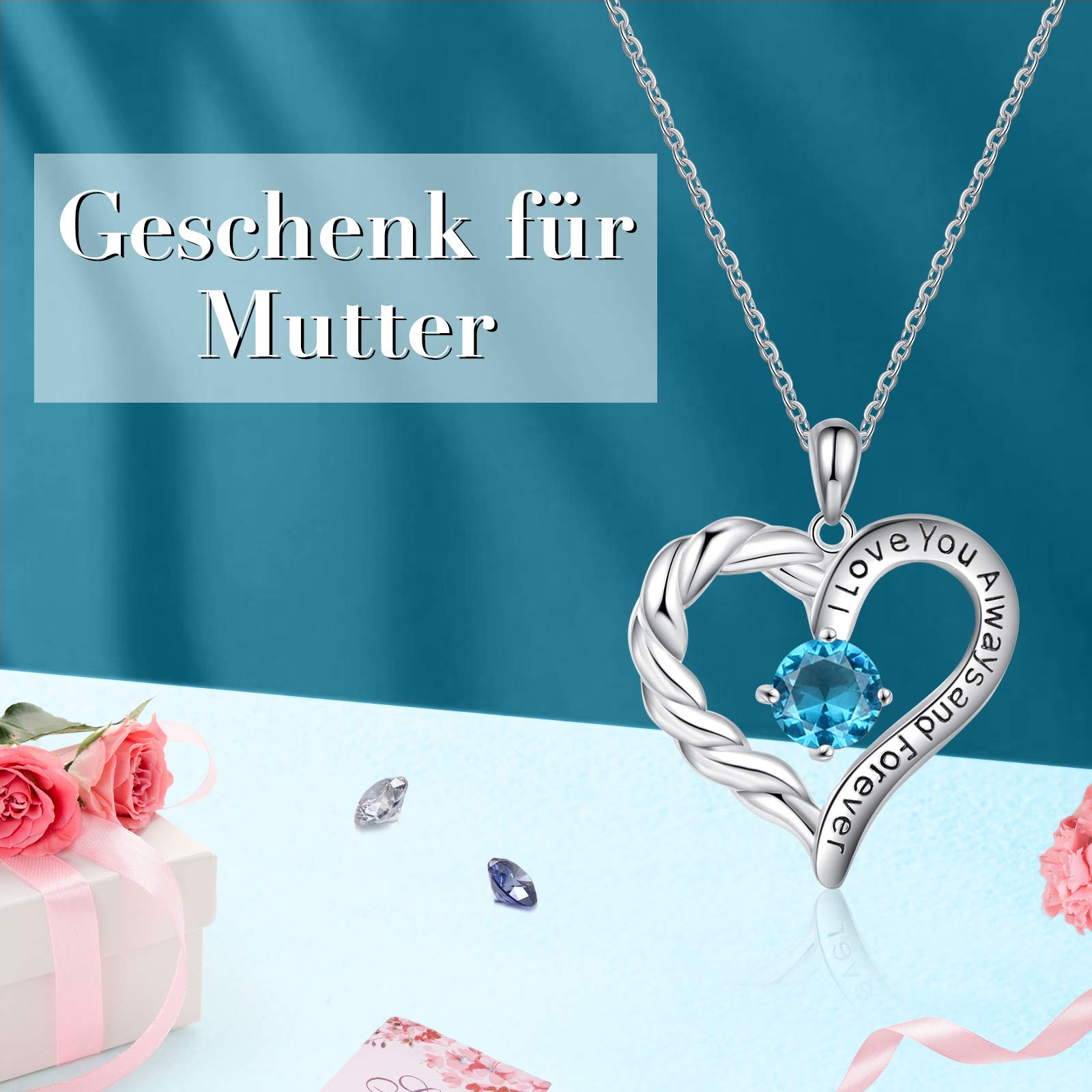 Jessemade Gioielli Collana Cuore Argento 925 Pietra Aprile