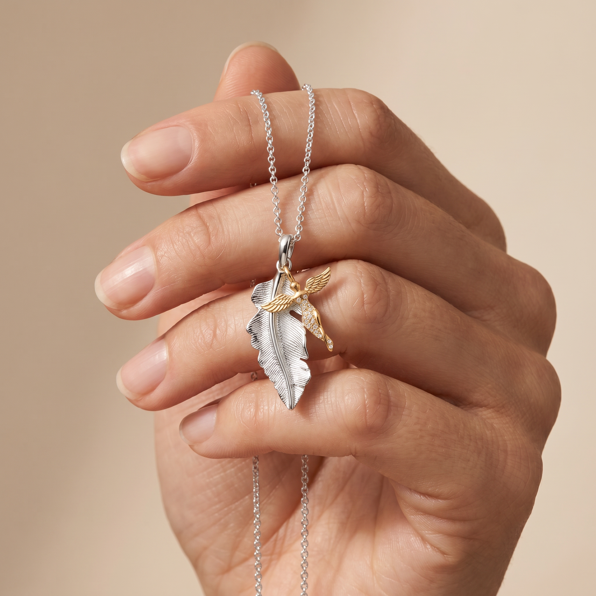 Engelsrufer Schutzengel Collana Angelo Piuma Argento