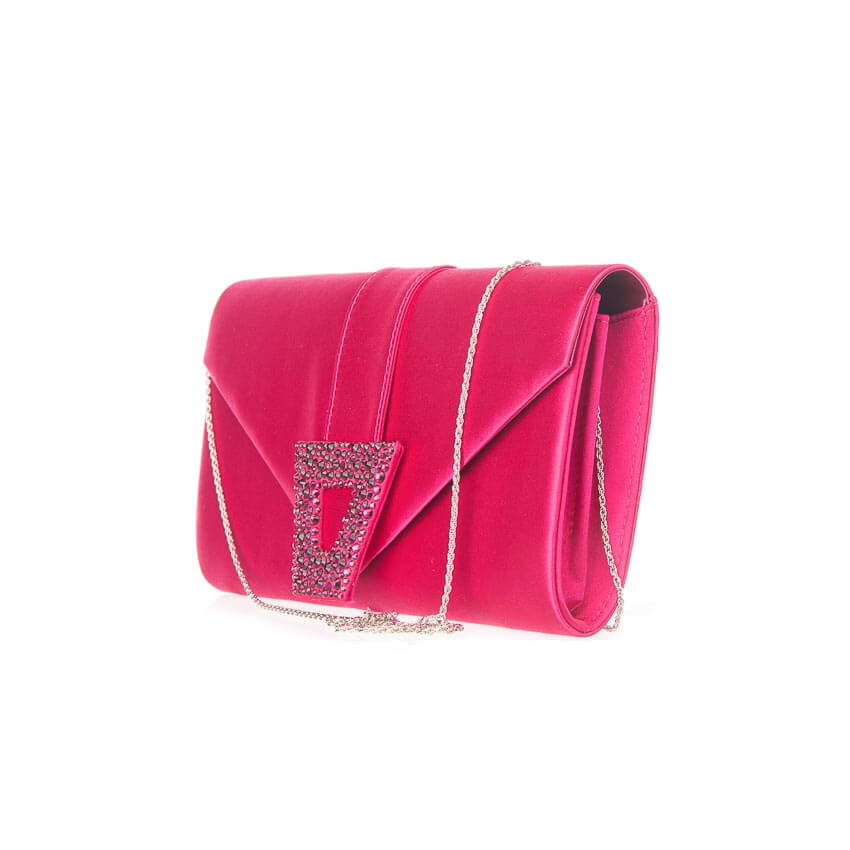 Chic Ad Hoc Borse pochette busta satin strass fuxia