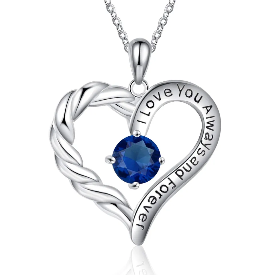 Jessemade Gioielli Collana Cuore Argento Birthstone Mamma